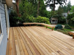 Cedar deck with built-in benches