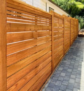 Natural Cedar stain on Leavenworth style semi-privacy fence