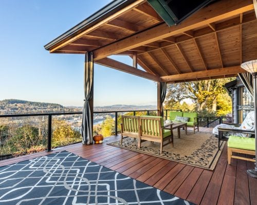 Deck and Patio Cover Overlooking View of Oregon
