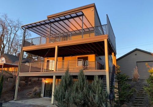 Multi-level deck in sunset, Portland, OR
