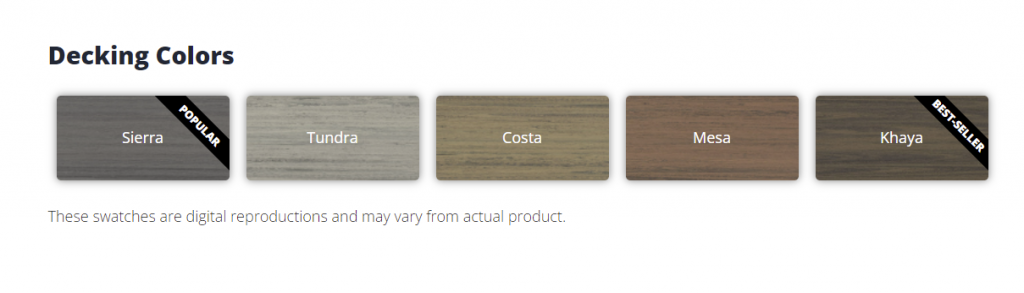 Image of composite decking colors 